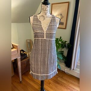 Madewell Sleeveless Embroidered Tank Dress Black & White Cotton Size XS